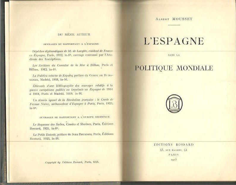 L'ESPAGNE DANS LA POLITIQUE MONDIALE.