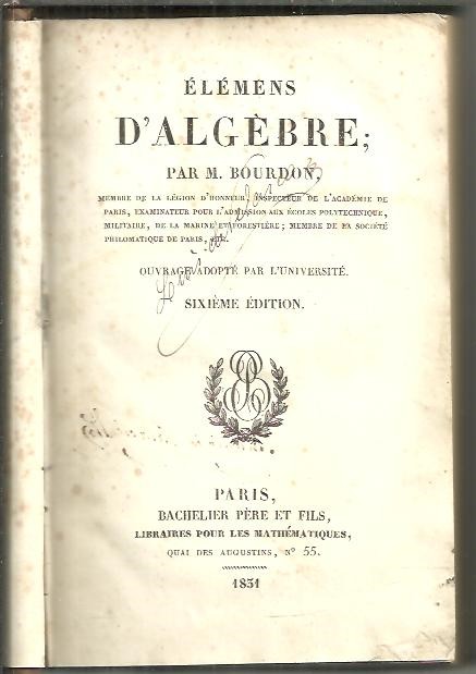 ELEMENS D'ALGEBRE.