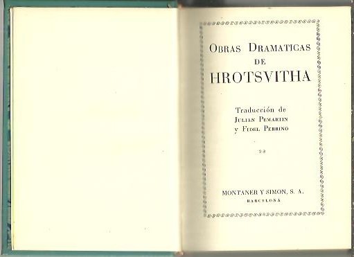 OBRAS DRAMATICAS DE HROTSVITHA.