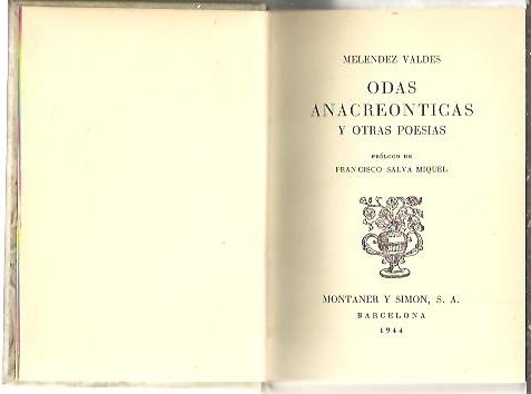 ODAS ANACREONTICAS Y OTRAS POESIAS.