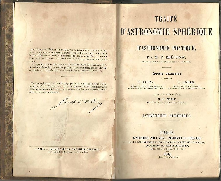 TRAITE D'ASTRONOMIE SPHERIQUE ET D'ASTRONOMIE PRATIQUE. I. ASTRONOMIE SPHERIQUE.