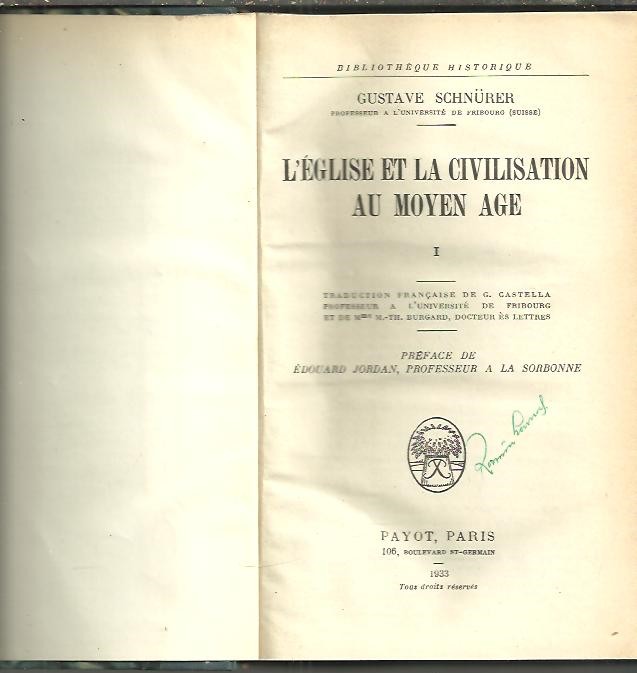 L'EGLISE ET LA CIVILISATION AU MOYEN AGE.