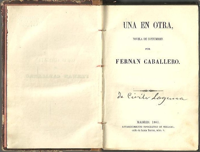 UNA EN OTRA. NOVELA DE COSTUMBRES.