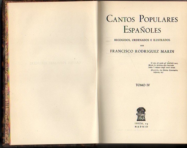 CANTOS POPULARES ESPA�OLES. TOMO IV.